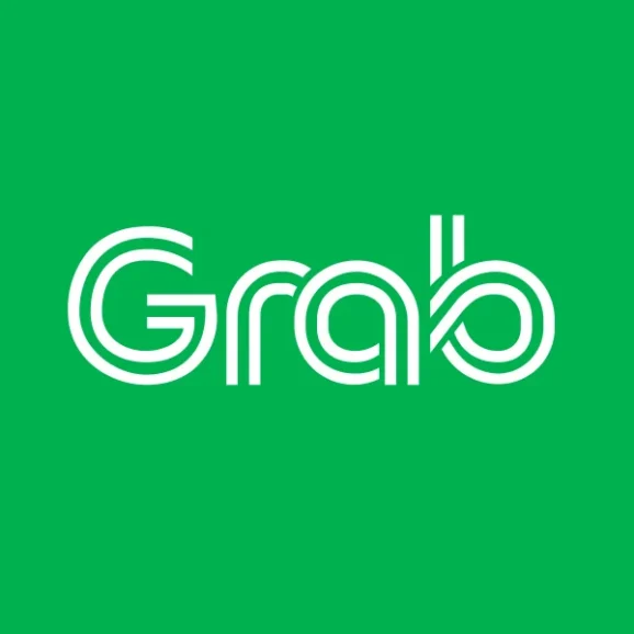 grab app logo icon green background and line texted logo
